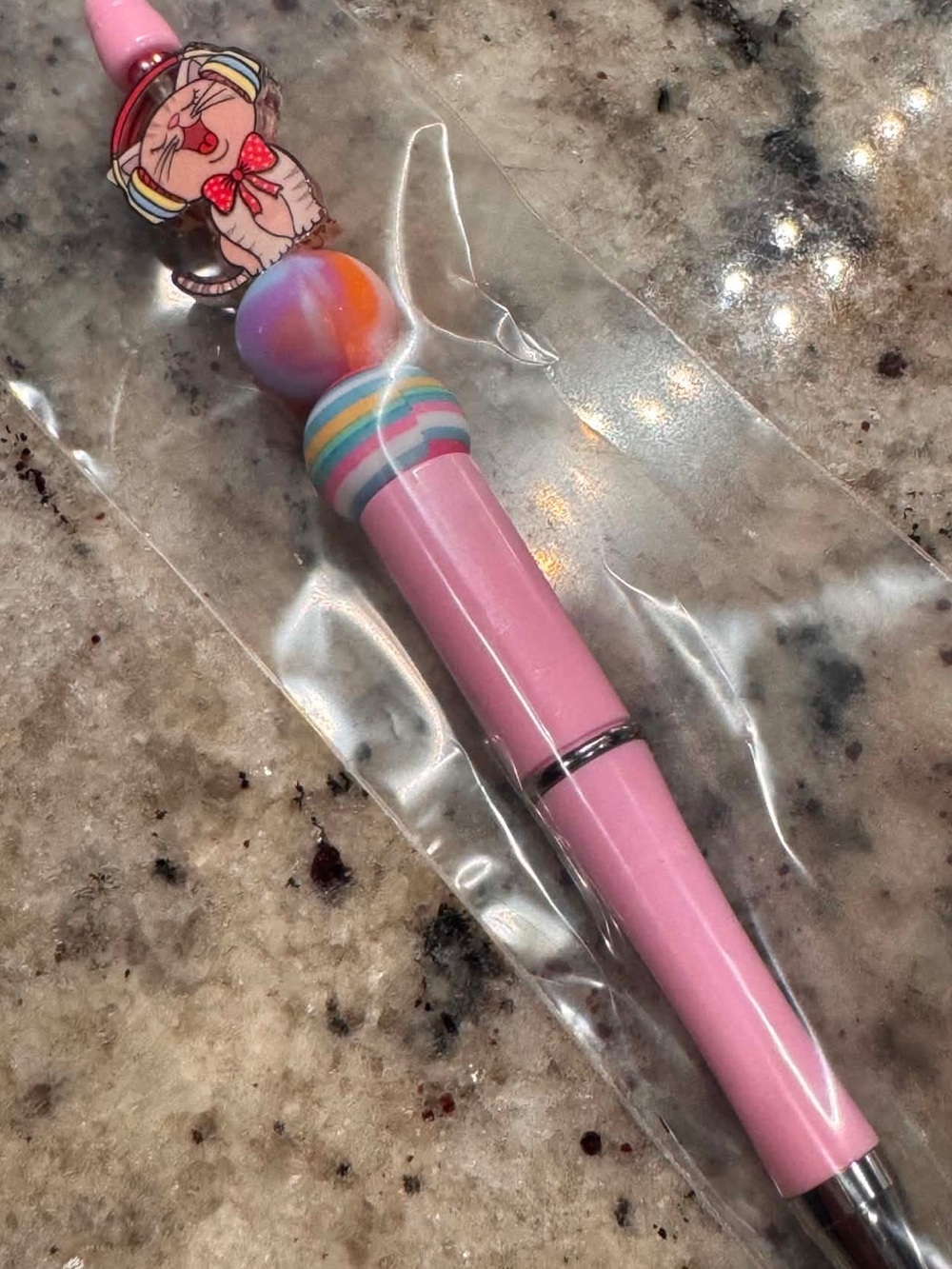 Hand Crafted Pink Rainbow Accent Ballpoint Pen